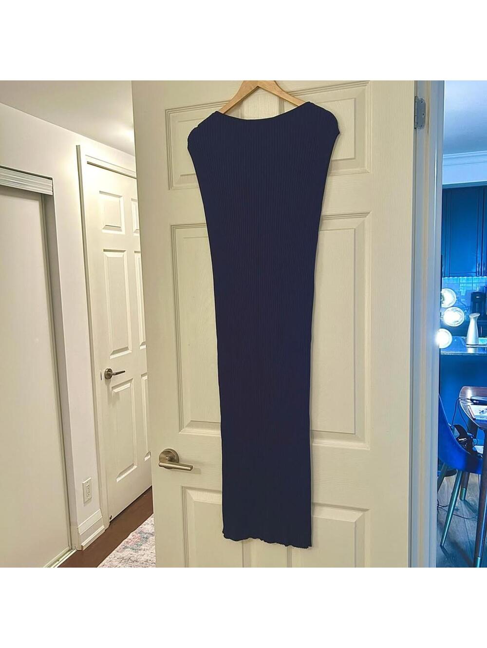 COS Dark Blue Ribbed Midi Dress XS